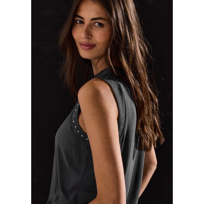 S Street One jersey top studs 323319 Antraciet